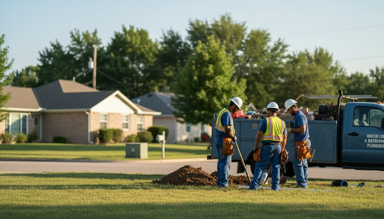 Residential water line and bathroom plumbing service in Harrah, OK